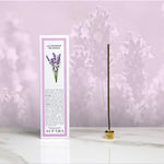 Back of Lavender Scented Incense Sticks box with Holder