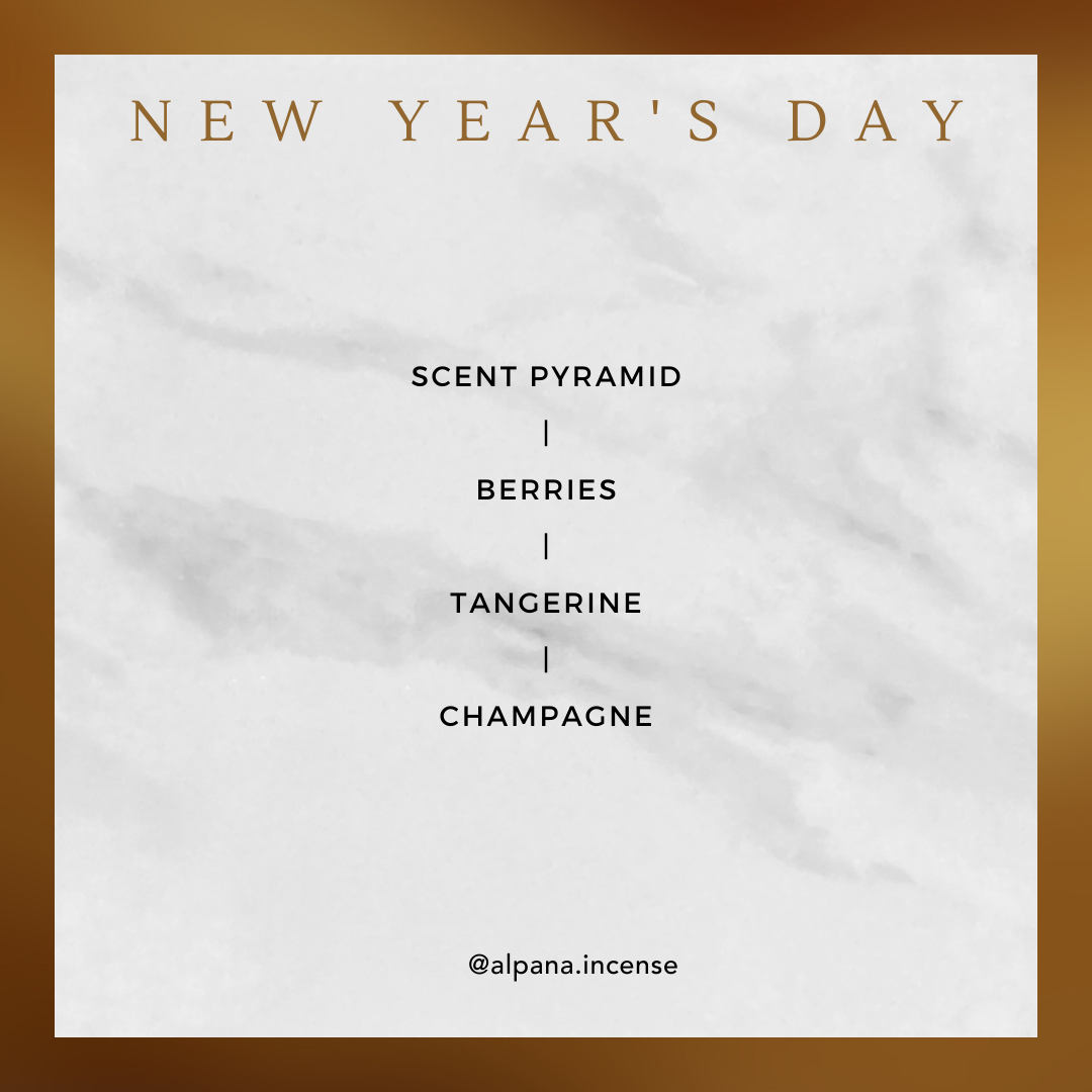 New Years Day Scented Incense Sticks Scent Notes. Berries > Tangerine > Champagne.